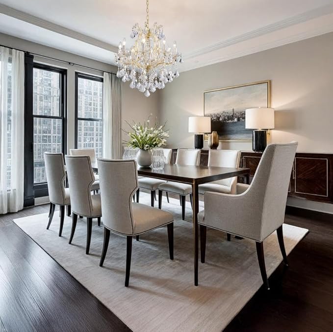 Modern Gold Chandelier Light Fixtures - 8 Lights Luxury Crystal Chandeliers for Dining Room, Kitchen Island, Living Room, Bedroom