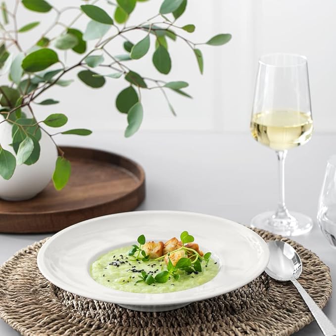 Villeroy & Boch Artesano Original Collection Wide-Rimmed Deep Plate, 9.75 in Diameter, 10 oz Capacity, Premium Porcelain, Made in Germany, Rich, Creamy White
