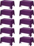 10-Pack Purple Tablecloths for Rectangle Tables, 70 x 120 Inches, Stain-Resistant Polyester Fabric for 6 Foot Tables - Washable Table Covers for Weddings, Banquets, Birthday Parties, Events
