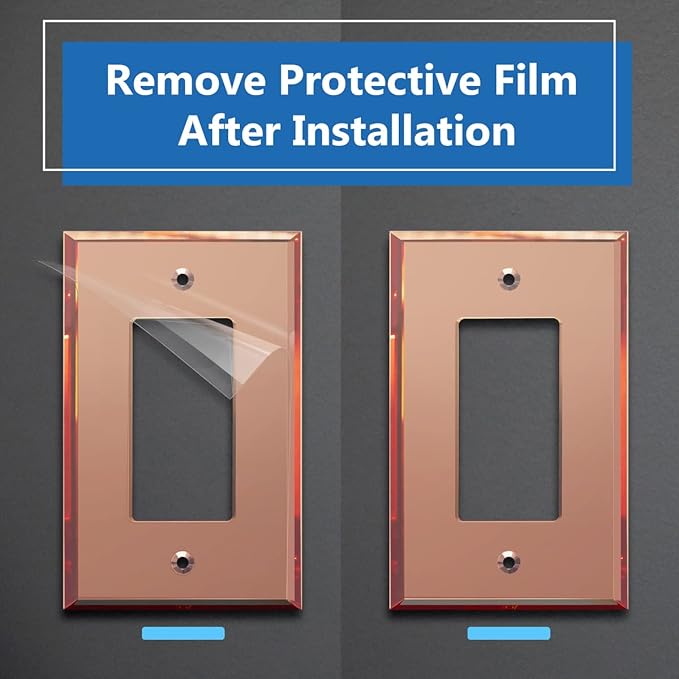 LIDER Reflective Acrylic Decorator Wall Plate, Mirrored Light Switch Plate, Plexiglass Outlet Cover, Acrylic Glass, Oversized 1-Gang 5.25" x 3.44", LWP-31O-ARG, Rose Gold