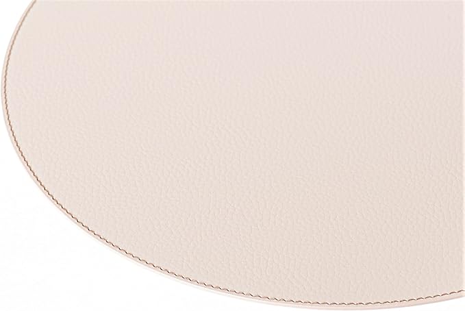 Nikalaz Oval Placemats Set (Pack of 4) Recycled Leather Table Mats 18 x 13 inches (45.7 x 33 Centimeters), Kitchen Dining Table Décor by Nikalaz (Beige - Creamy White)