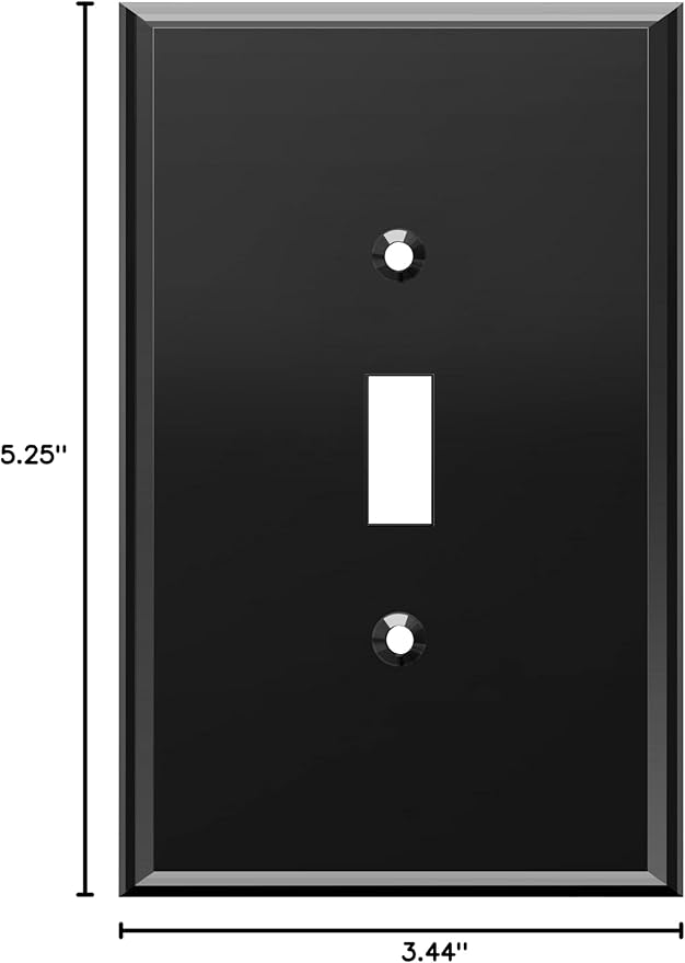 LIDER Toggle Switch Acrylic Wall Plate, Mirrored Light Switch Plate, Plexiglass Switch Cover, Mirror-like Reflective Finish, Modern Upgrade, Oversized 1-Gang 5.25" x 3.44", Black
