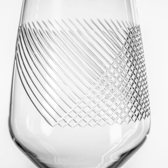 Rolf Glass Bourbon Street 19.5 ounce All Purpose Wine Stemmed Wine Glasses Set of 4 | Lead-Free Glassware | Diamond-Wheel Engraved and Polished | Designed and Made in the USA | Set of 4