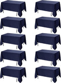 10-Pack Navy Blue Tablecloths for Rectangle Tables, 70 x 108 Inches, Stain-Resistant Polyester Fabric for 6 Foot Tables - Washable Table Covers for Weddings, Birthday Parties, Events