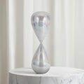 Cassandra Iridescent Hourglass Decorative Object – Small Glass Teardrop Silhouette Modern Home Decor – Shelf Display & Coffee Table Decor for Office & Living Room – 20", Frost