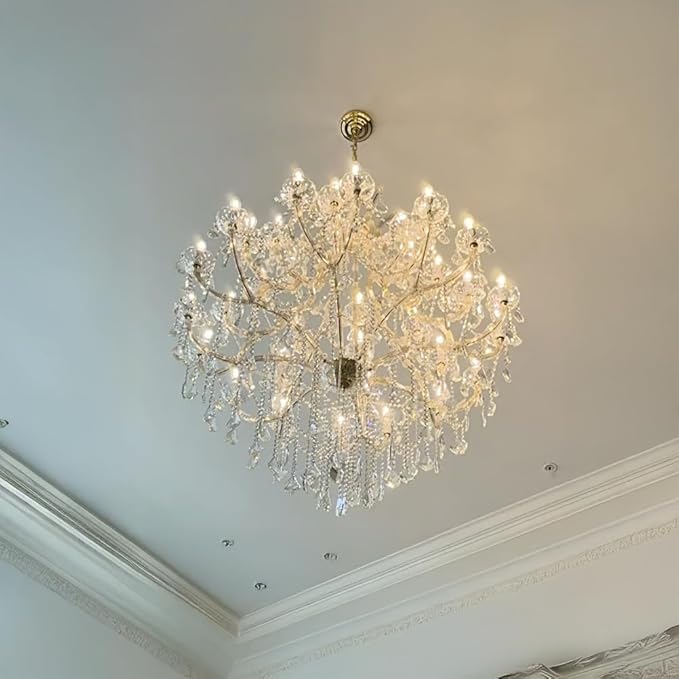Large Gold Chandelier Light Fixtures - 36 Lights, 4 Layers Modern Crystal Chandeliers for Hotel, Lobby, Foyer, Entrance Hall, Staircase
