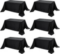 6-Pack Black Tablecloths for Rectangle Tables, 90 x 156 Inches, Stain-Resistant Polyester Fabric for 8 Foot Tables - Washable Table Covers for Weddings, Banquets, Birthday Parties, Events