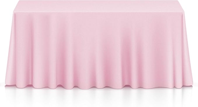 Lann's Linens 90 x 132 Inch Rectangular Tablecloth, Washable Polyester Fabric Table Cloth for Dining Tables, Parties, Restaurants, Weddings - Pink
