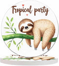 Sleeping Sloth Round Coaster for Home Coffee Table Cute Tropical Animal Smile Sleep Relax Nature Branch Botanical Farmhouse Drink Coasters 100% Diatomite 4''X 4''X 0.35'' Printed Pattern