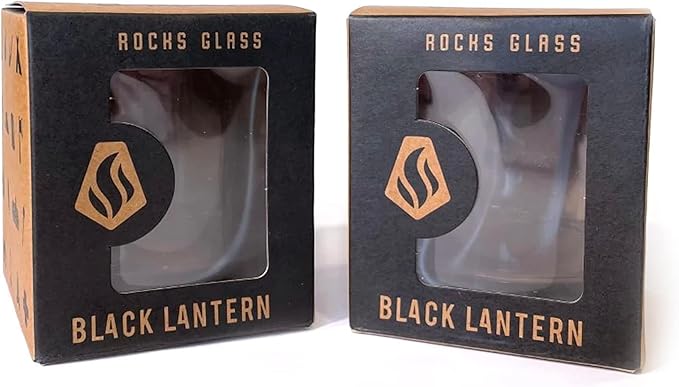 Black Lantern Whiskey Glass Set of 2 - Hunting Landscape Rock Glasses 11oz. Old Fashioned Glassware Set