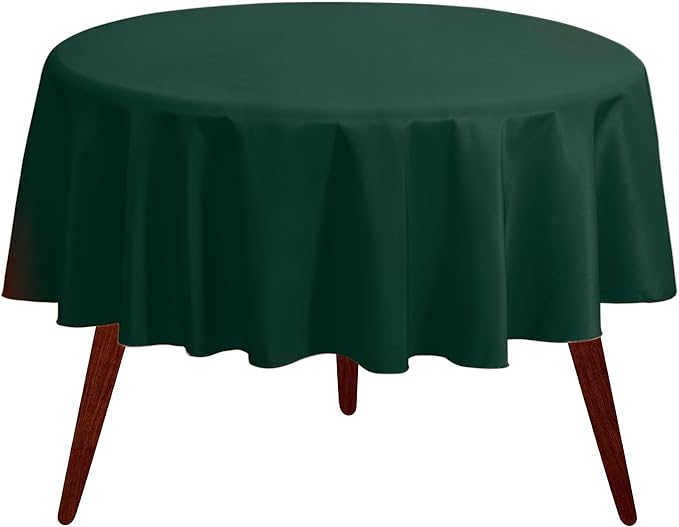 Gee Di Moda Round Tablecloth - 70 Inch Hunter Green Round Table Cloth for 24 to 48 Inch Round Tables - Heavy Duty Washable Fabric - for Buffet Table, Holiday Party, Dinner, Wedding & Baby Shower
