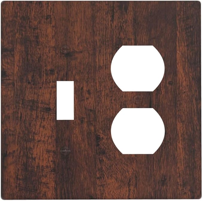 Light Switch Cover Plate Brown Red Rustic Wood Grain Retro Farmhouse 2 Gang Decorative Switch Plates 1 Toggle Duplex Combo Outlet Covers GFCI Wall Plates for Farmhouse Cabin Decor