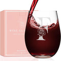 Valentines Day Gifts for Her, Gifts for Women Her Friend Mom Grandma Wife Sister Bridesmaid Nurse, Birthday Galentines Mothers Day Christmas, Personalized Initial Customized Wine Glasses 18OZ(F)