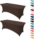 2Pack 8FT Table Cloth for Rectangular Fitted Events Stretch Coffee Table Covers Washable Spandex Tablecloth Protector for Party, Wedding, Cocktail, Banquet, Festival