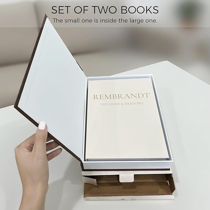 Upgraded Decorative Books for Home Decor - Coffee Table Faux Books for Decoration, Linen Fake Book Storage Box for Entryway, Bookshelf, Modern, Boho, Farmhouse & Neutral Aesthetic Decor, Set of 2