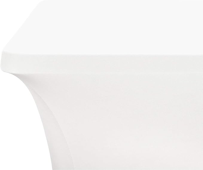 LZY Spandex Fitted Stretch Table Cover for 6 ft or 4ft or 8ft Folding Table, Rectangular Cocktail Tablecloth, Perfect for Party or Banquet (6FT White)