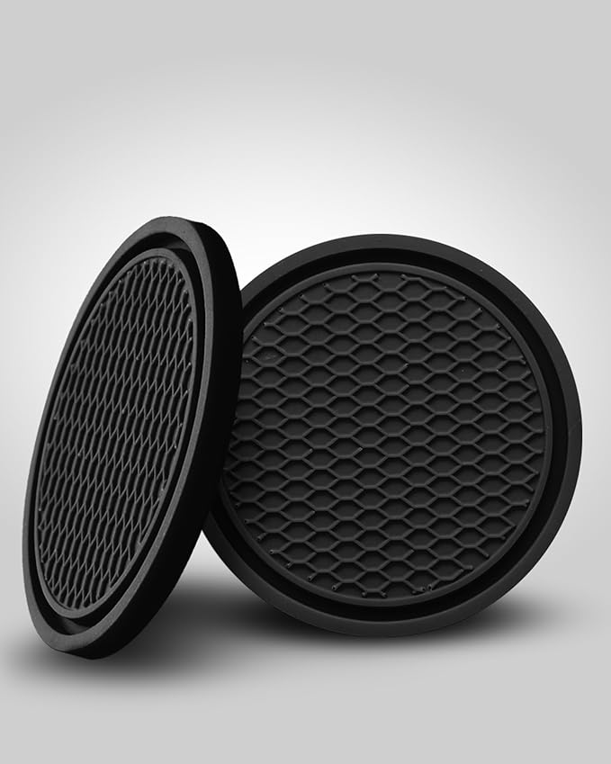 4 Pack Car Cup Coasters, Universal Non-Slip Silicone Cup Holder Inserts, Car Interior Accessories, Black