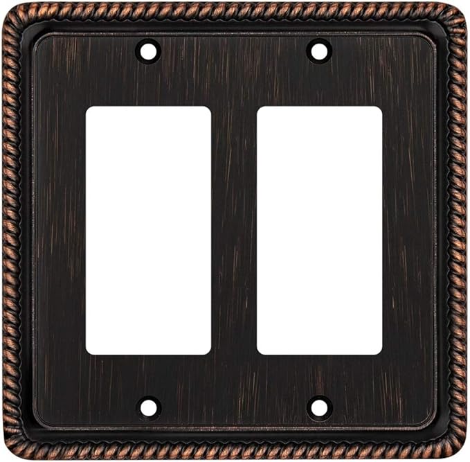 Henne Bery Rope Edge Decorative Wall Plate Switch Plate Outlet Cover (Double Decorator, Aged Bronze)