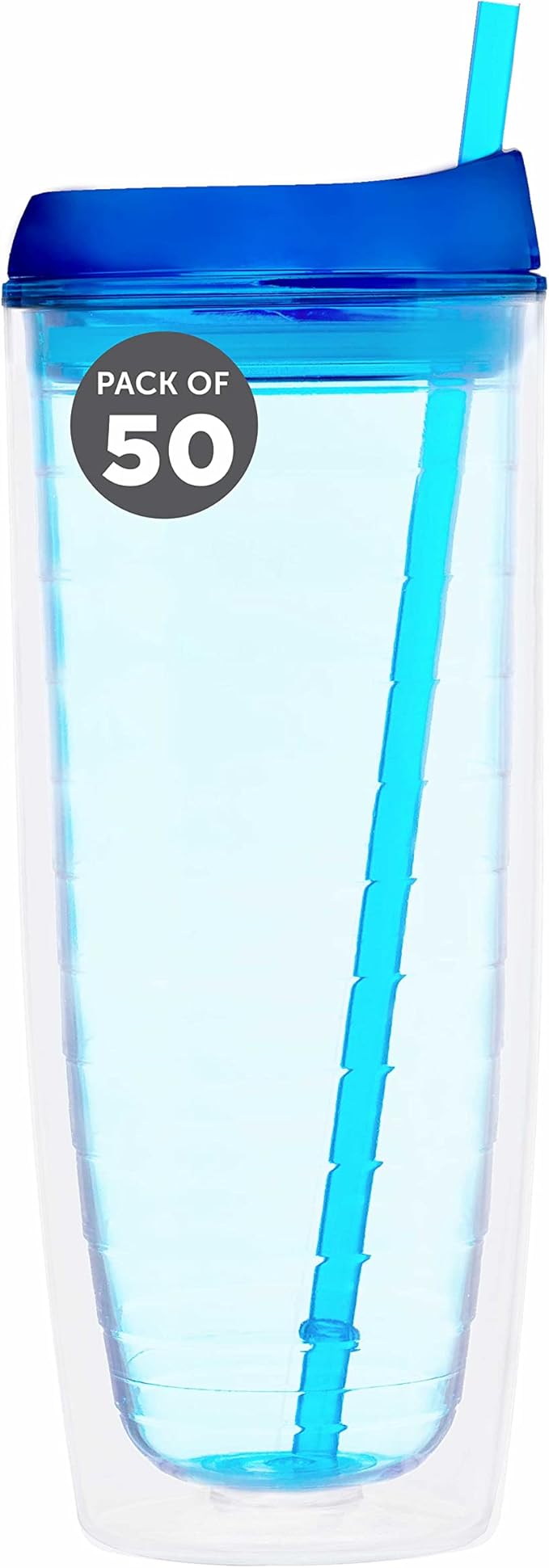 Custom Tall Orbit Acrylic Tumblers 20 oz. Set of 50, Personalized Bulk Pack - Perfect for Iced Coffee, Soda, Other Hot & Cold Beverages - Blue