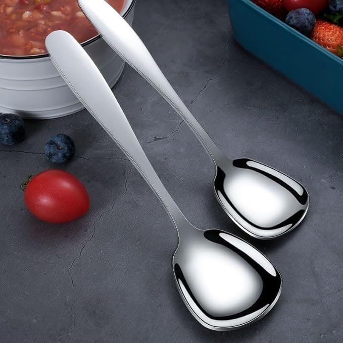Square Head Spoons, Korean style Square Sugar Spoon,Thick Heavy Stainless Steel Soup Spoon Table Spoons Flat Square Spoon,7 Inch,Set of 8.