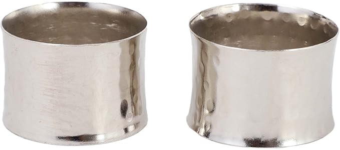 Handmade Round Hammered Silver Napkin Rings Holder for Dinning Table Parties Everyday, Set of 12