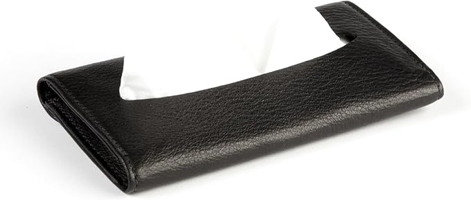 Leatherology Black Onyx Pocket Tissue Holder – Full-Grain Leather Travel Case with Snap Closure, Fits Standard Tissue Packs – Stylish & Compact Tissue Organizer for On-The-Go