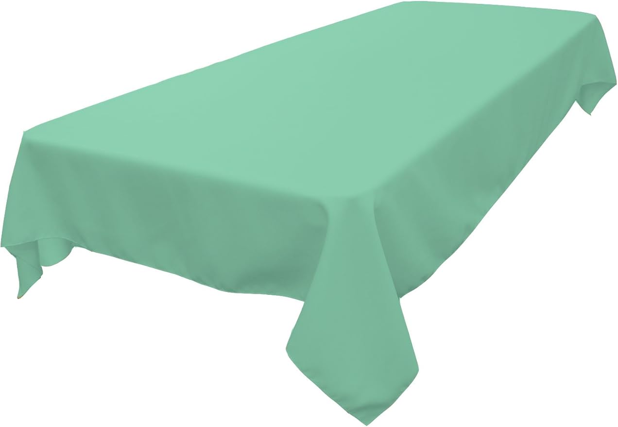 LA Linen Polyester Poplin Washable Rectangular Tablecloth, Stain and Wrinkle Resistant Table Cover 60x90, Fabric Table Cloth for Dinning, Kitchen, Party, Holiday 60 by 90-Inch, Mint