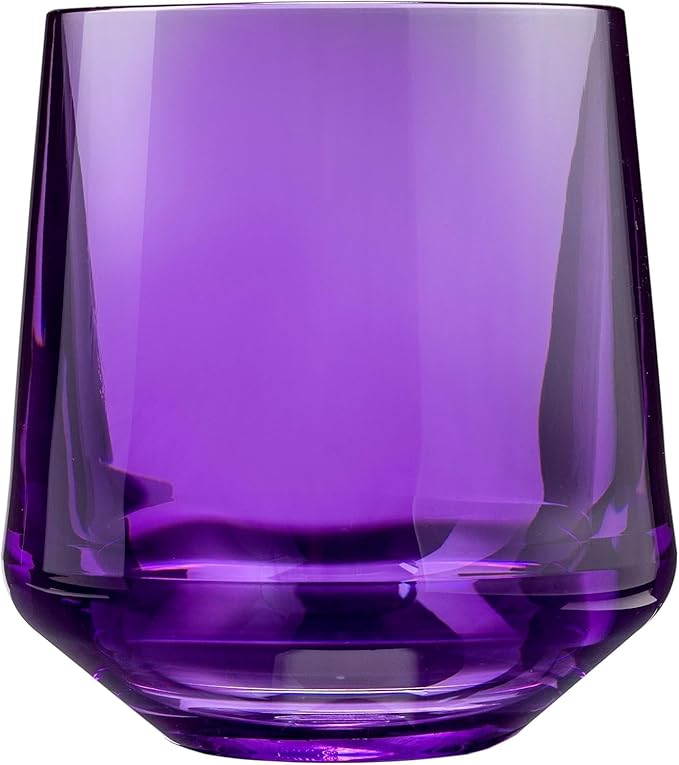Drinique Unbreakable Stemless Wine Glasses - Set of 4 - Made in USA 12 oz Tritan Unbreakable Plastic Wine Glasses, Reusable for Indoor or Outdoor Use, BPA Free & Shatterproof, Purple