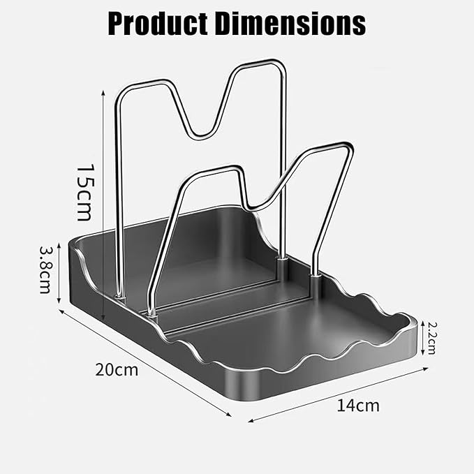 Kitchen Pot Lid Storage Rack, Pot Lid Organizer,Pot Lid Holder with Removable Drip Tray,Stainless Steel Bracket,Detachable design,Suitable for Placing pot Lids, Spoons, Cutting Boards, etc (Gray)