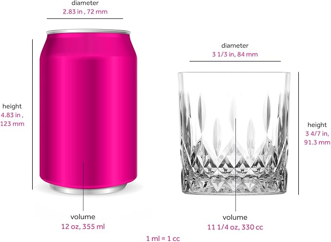 LAV Old Fashioned Glasses Set of 4 - Whiskey Glasses Set 11.25 Oz - Scotch for Men and Women - Barware Rocks Glasses for Home Bar and Dining