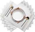 PIGCHCY Luxurious Placemats Set of 6, 18 x 12 inches Elegant Placemats Non-Slip Washable Durable Table Mats for Home/Dining Room Decoration (White)