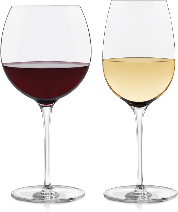 Libbey Signature Kentfield Red and White Wine Glasses Set of 12, Elegant, Dishwasher Safe Glass, Party Wine Glasses for Birthdays, Weddings, & More