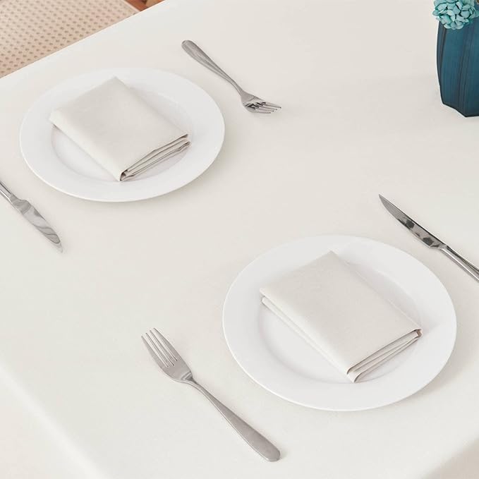 Rectangle Tablecloth 60x144 inch Linen Textured Waterproof Table Cloth Stain and Wrinkle Resistant Washable, Decorative Fabric Table Cover for Outdoor and Indoor Use, Ivory