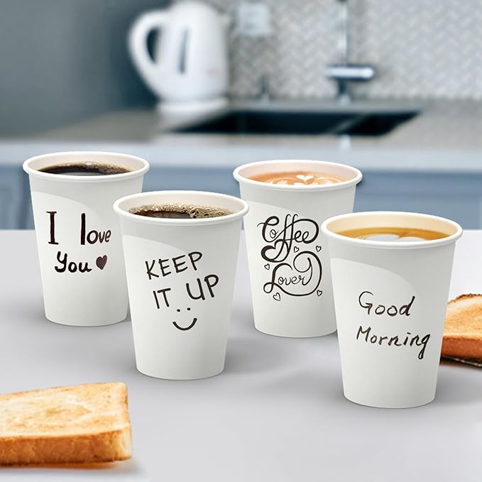 360 Count 12 oz Coffee Cups, Leak-Free Food Safe Paper Cups 12 oz, Disposable 12oz White Paper Cups for Cold and Hot Drinks