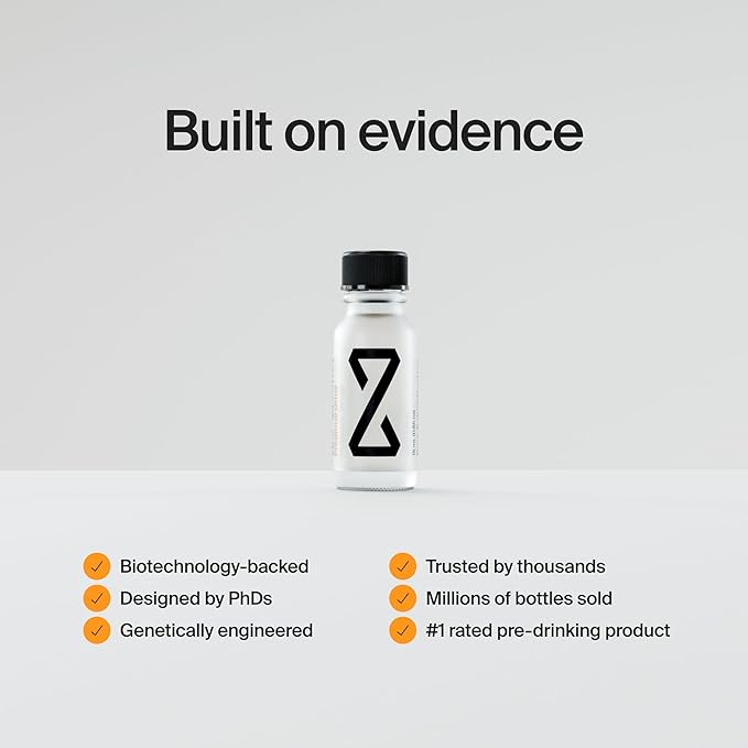 ZBiotics — Feel Better After Drinking, Wake Up Refreshed, Science-Backed, Patented Probiotic for Easier Mornings, Travel-Friendly, 12-Pack of 0.47 Fl Oz Bottles