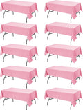 10-Pack Pink Tablecloths for Rectangle Tables, 60 x 102 Inches, Stain-Resistant Polyester Fabric for 6 Foot Tables - Washable Table Covers for Weddings, Banquets, Birthday Parties, Events