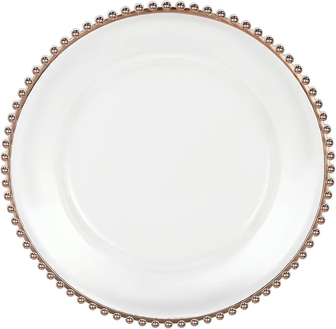 50 Pcs Charger Plates Set, Round Charger Plates, Reusable Serving Plates Embossed Rim Plastic Chargers Plate Decorative Round Plate Chargers for Dinner Plate Table Wedding Shower Decoration