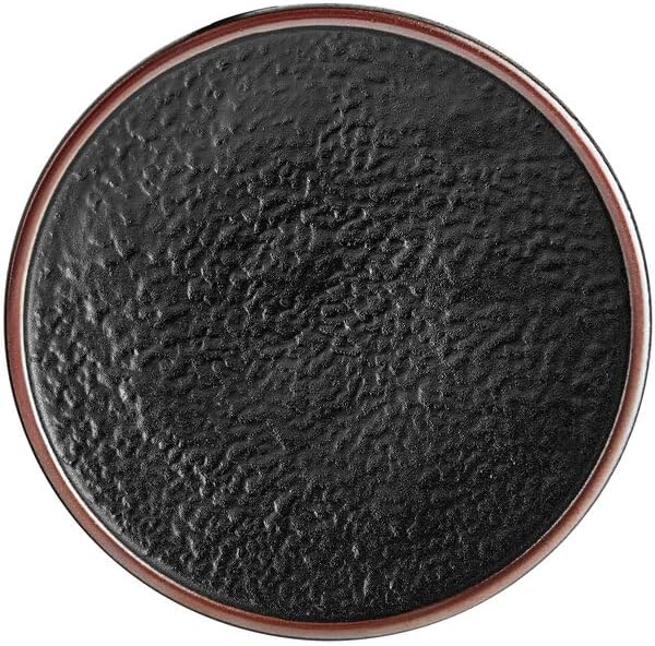 Heika Black Matte Textured Stoneware Plate, 7 11/16 Inch, Coupe Style, Dishwasher Safe, 12 per Case