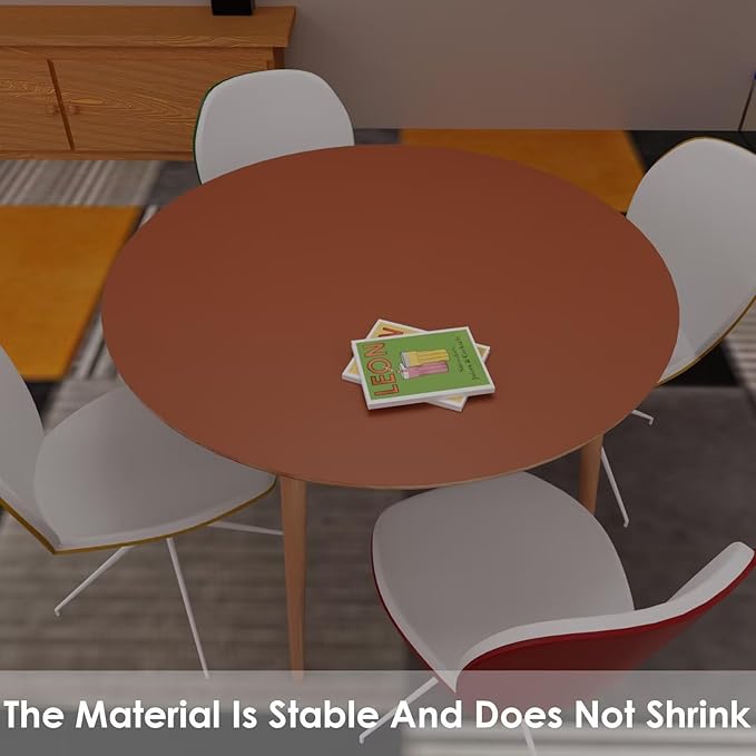 Round Table Cover - Can Be Used On Both Sides Waterproof and Easy to Clean Good Flatness Used for Dining Table(Brown+Gray Dia.48Inch)