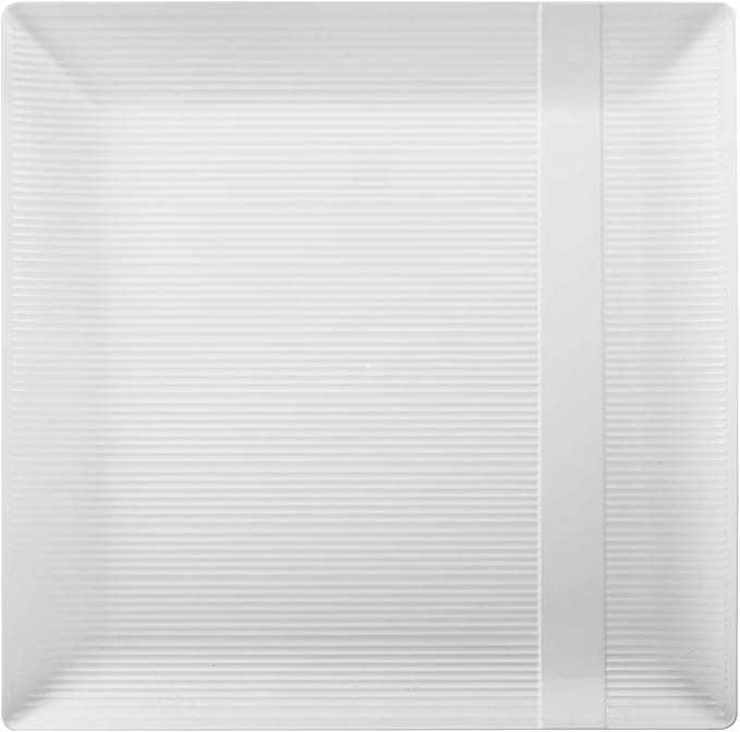 Exquisite Disposable-White-Plastic-Plates-Square Linear (40 Pack) Wedding Dinner Fancy Tableware Dishes (9 Inch., White) Single Size Set