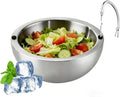304 Stainless Steel Insulated Salad & Dipping Bowl, Two Hot/Cold Water Inlets to Keep Food Hot or Cold Suitable for Picnics, Salad Making and Dipping (70 oz)