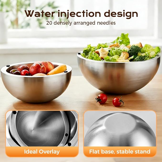 304 Stainless Steel Insulated Salad & Dipping Bowl, 2026 Double Wall Chill Serving Bowl with Ice/Hot Water, Insulated Dish Platter Keeps Salsa, Guacamole, Salad & Food (Caliber 20×9CM)