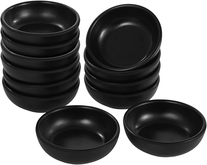 12 Pcs Soy Sauce Dish, 1.7 oz Black Dipping Bowls, Stackable Pinch Bowls, Unbreakable Small Bowl for Dips, Dip Bowl for Parties Parties, BBQs, Restaurants