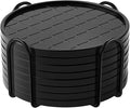 Coasters Set of 8,Hot or Cold Drink Coasters with Holder,Modern Style Coffee Table Coaster,Suitable for Kinds Cups Beer,Drink,Anti-Overflow Tabletop Protection(Black, 8pcs)