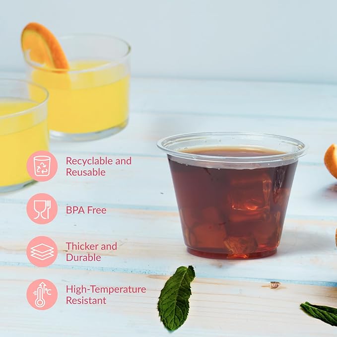 Prestee 200-Pack - 9oz Clear Plastic Cups - Durable Disposable Plastic Wine Glasses for Party, Weddings, and Catering - Small Drinking Glasses for Cocktails and Beverages - Heavy-Duty Fruit Punch Cups