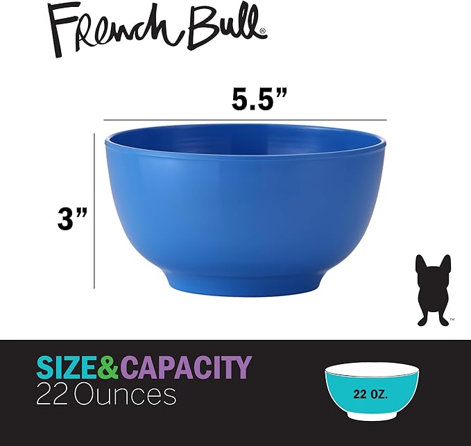 French Bull Melamine Small Bowls, 6-Piece Set, Small Serving Bowl – Snack, Condiment, Dip, Dessert, Ice Cream – Shatter Proof, Food-Safe, BPA Free, Dishwasher Safe, 5.5” 22 oz - Shades of Blue
