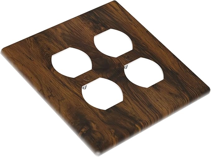 Light Switch Cover Brown Rustic Wood Grain Vintage Wooden Texture 2 Gang Decorative SwitchPlates Double Duplex Wall Plates Switch Plates and Outlet Covers for Cabin Bedroom Decor