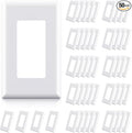 ELEGRP 1-Gang Screwless Decorator Wall Plates, Standard Size Unbreakable Thermoplastic Faceplate Cover for Decorator Receptacle Outlet Switch, UL Listed (50 Pack, Glossy White)