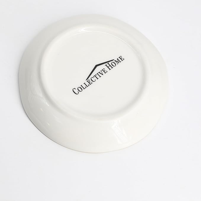 COLLECTIVE HOME - Ceramic Jewelry Tray, Decorative Trinket Dish for Rings Earrings Necklaces Bracelet Watch Keys, Birthday Mother's Day Christmas Gift for Women, 4.75", Glossy (e)