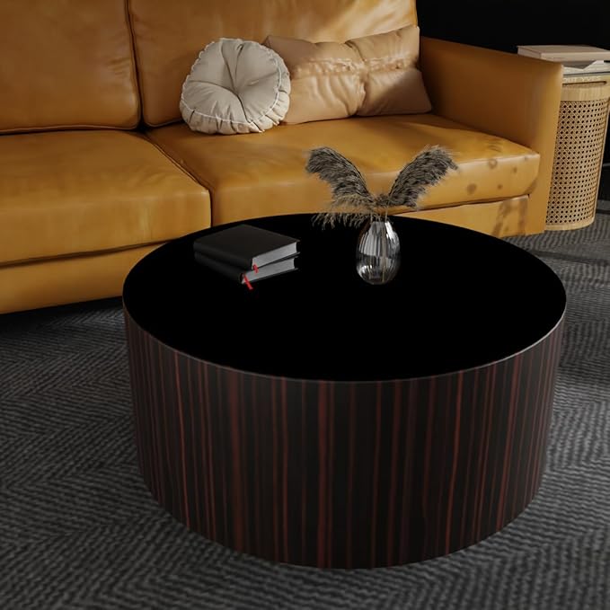 Round Table Protector Pad - 1.8mm Thick,Dia.29 Inch Waterproof & Easy to Clean Protects Table Surfaces Conceals Scratches & Flaws for Coffee Tables & Dining Tables(Black+Black Dia.29Inch)